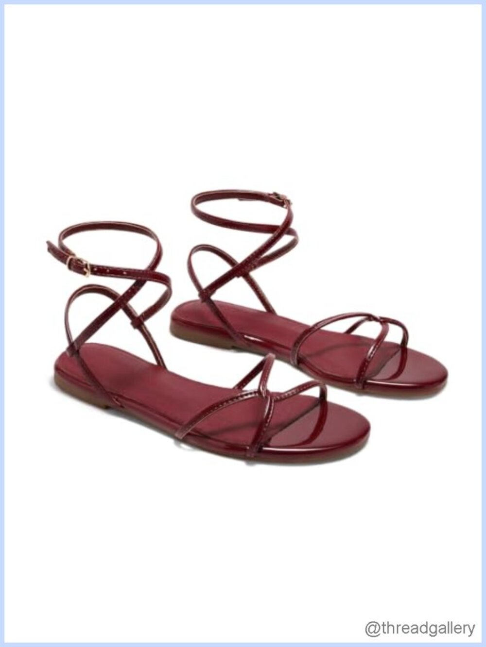 Womens Flat Sandals Strappy Open Toe Cross Lace Up Ankle Strap Summer Dressy